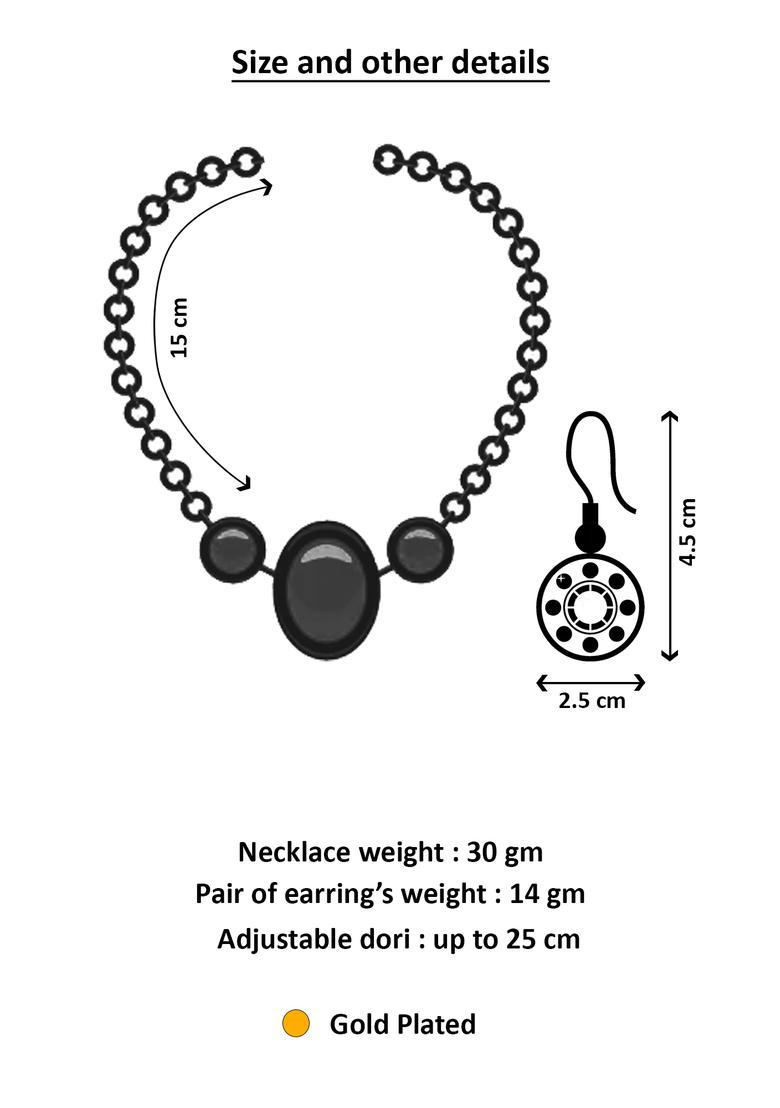 Green Kundan Alloy Necklace Set - Indya