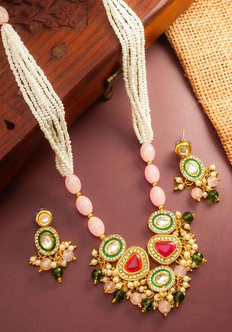 Multicolor Kundan Alloy Necklace Set