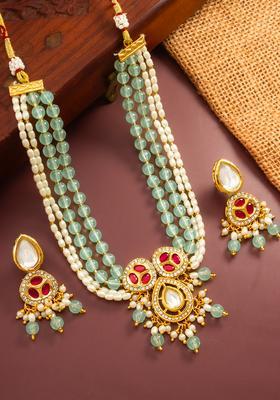 Multicolor Kundan Alloy Necklace Set