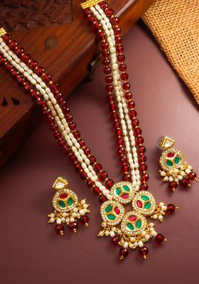 Red Kundan Alloy Necklace Set