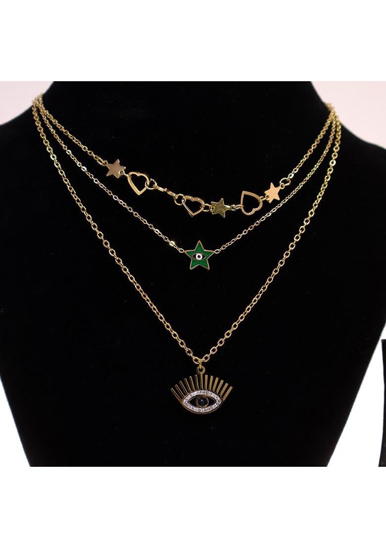 Golden Stainless Steel Necklace - Indya
