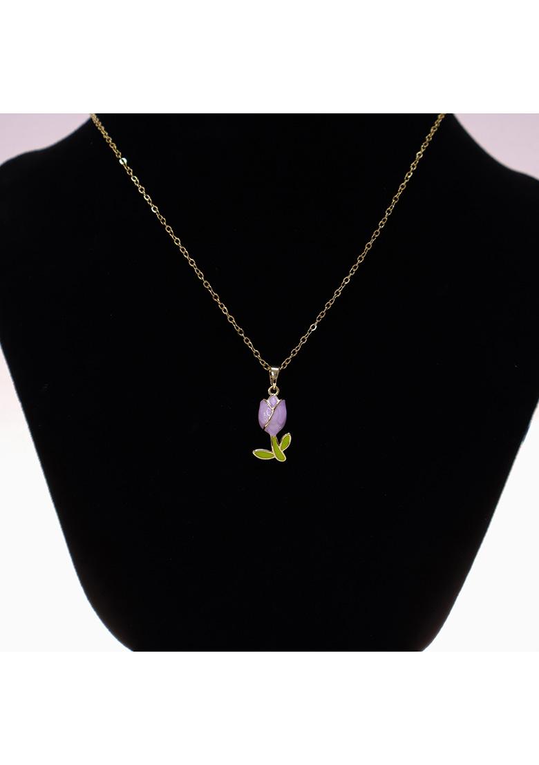 Purple Stainless Steel Necklace - Indya