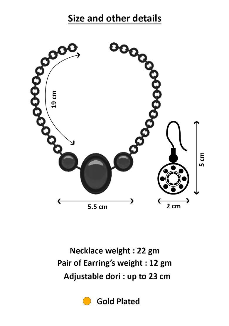 Golden Kundan Alloy Necklace Set - Indya