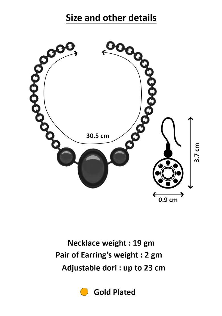 Golden Kundan Alloy Necklace Set - Indya