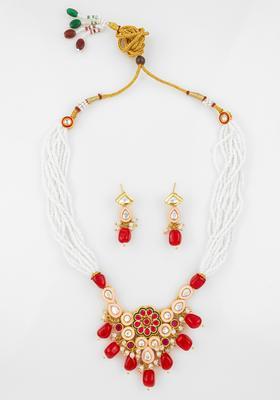 Red Kundan Alloy Necklace Set