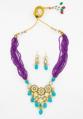 Multicolor Kundan Alloy Necklace Set