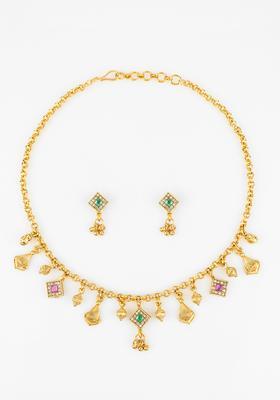 Multicolor Beads Alloy Necklace Set