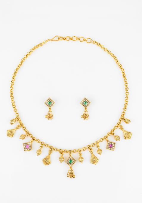 Multicolor Beads Alloy Necklace Set
