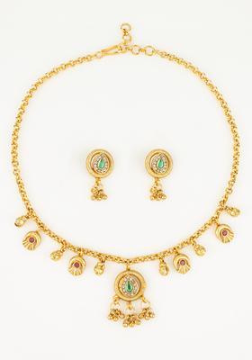 Multicolor Artificial Stones Alloy Necklace Set