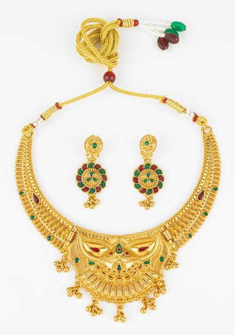 Multicolor Artificial Stones Alloy Necklace Set