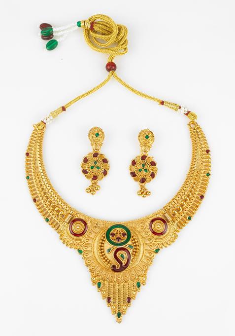 Multicolor Artificial Stones Alloy Necklace Set