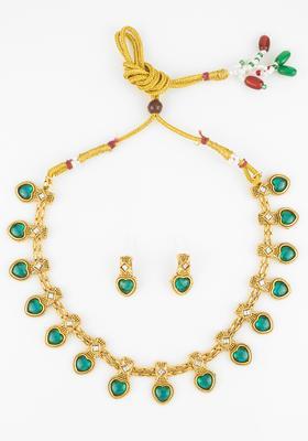 Green Artificial Stones Alloy Necklace Set