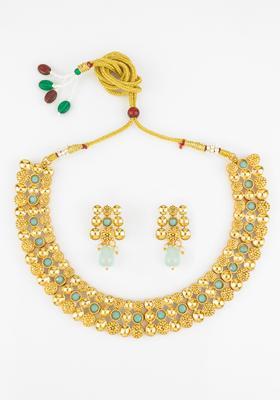 Green Beads Alloy Necklace Set