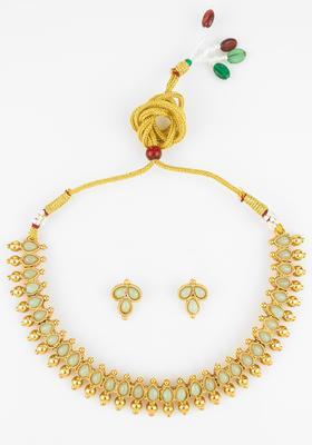Green Beads Alloy Necklace Set