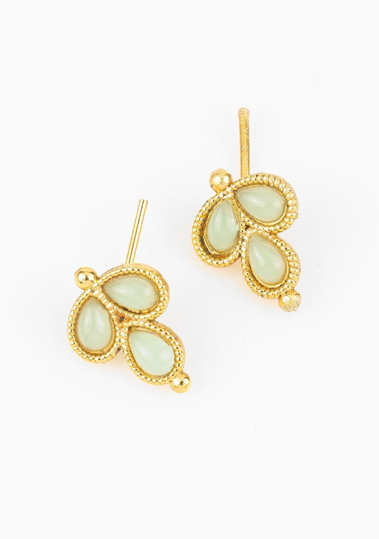 Green Beads Alloy Necklace Set - Indya