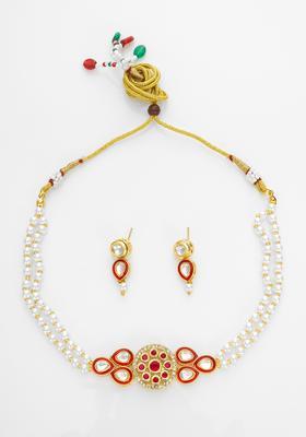 Red Kundan Alloy Necklace Set