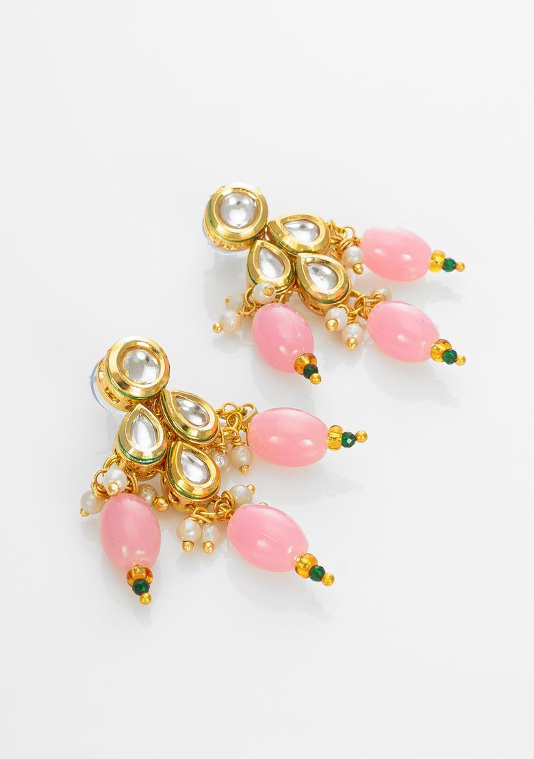 Pink Kundan Alloy Necklace Set - Indya