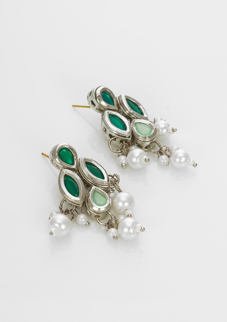Silver Kundan Alloy Necklace Set - Indya