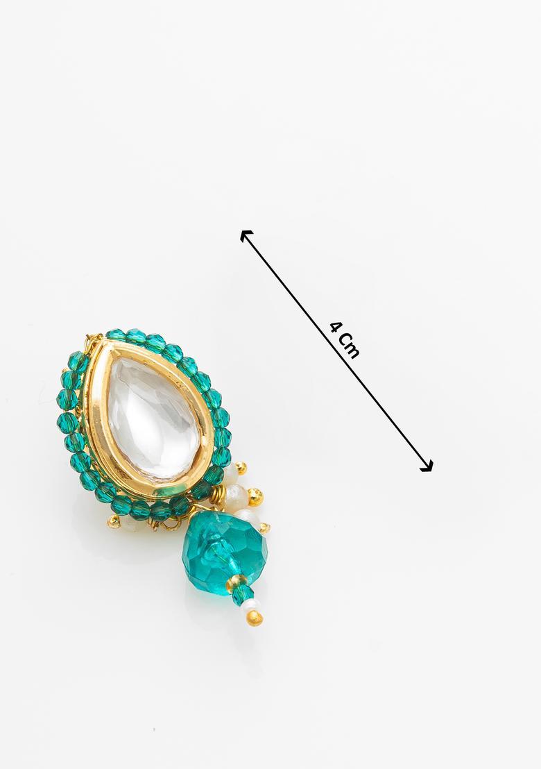 Turquoise Kundan Alloy Necklace Set - Indya