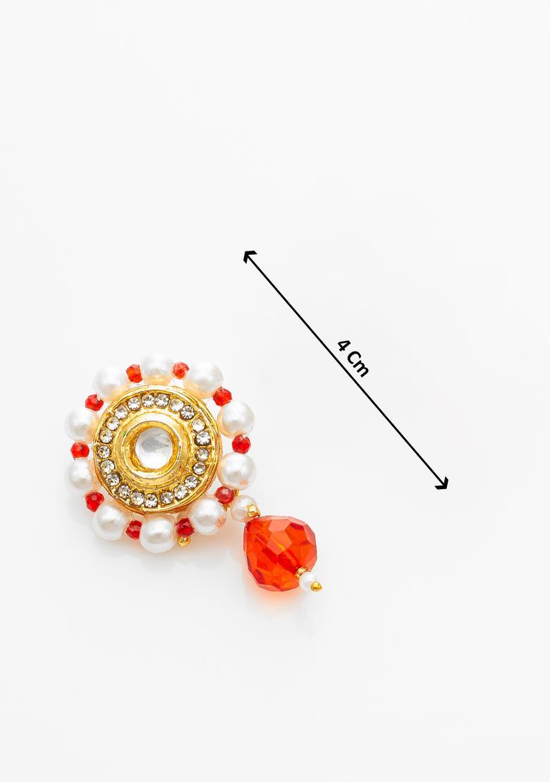 Red Kundan Alloy Necklace Set - Indya
