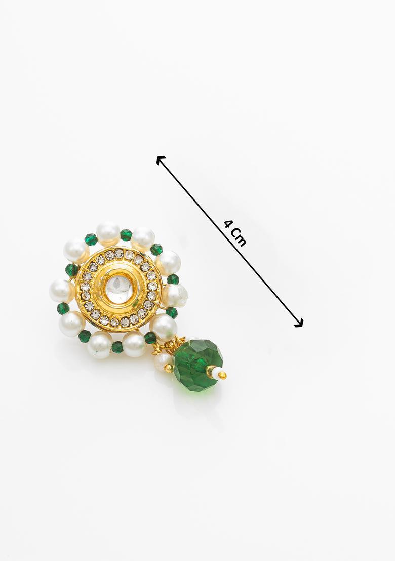 Green Kundan Alloy Necklace Set - Indya