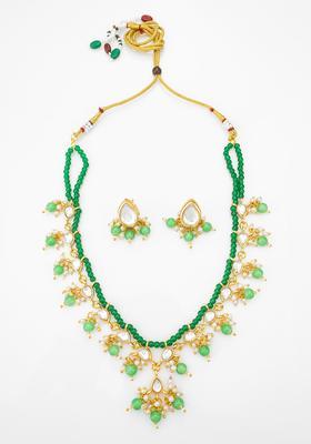 Green Kundan Alloy Necklace Set