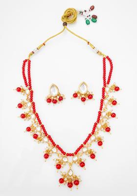 Red Kundan Alloy Necklace Set