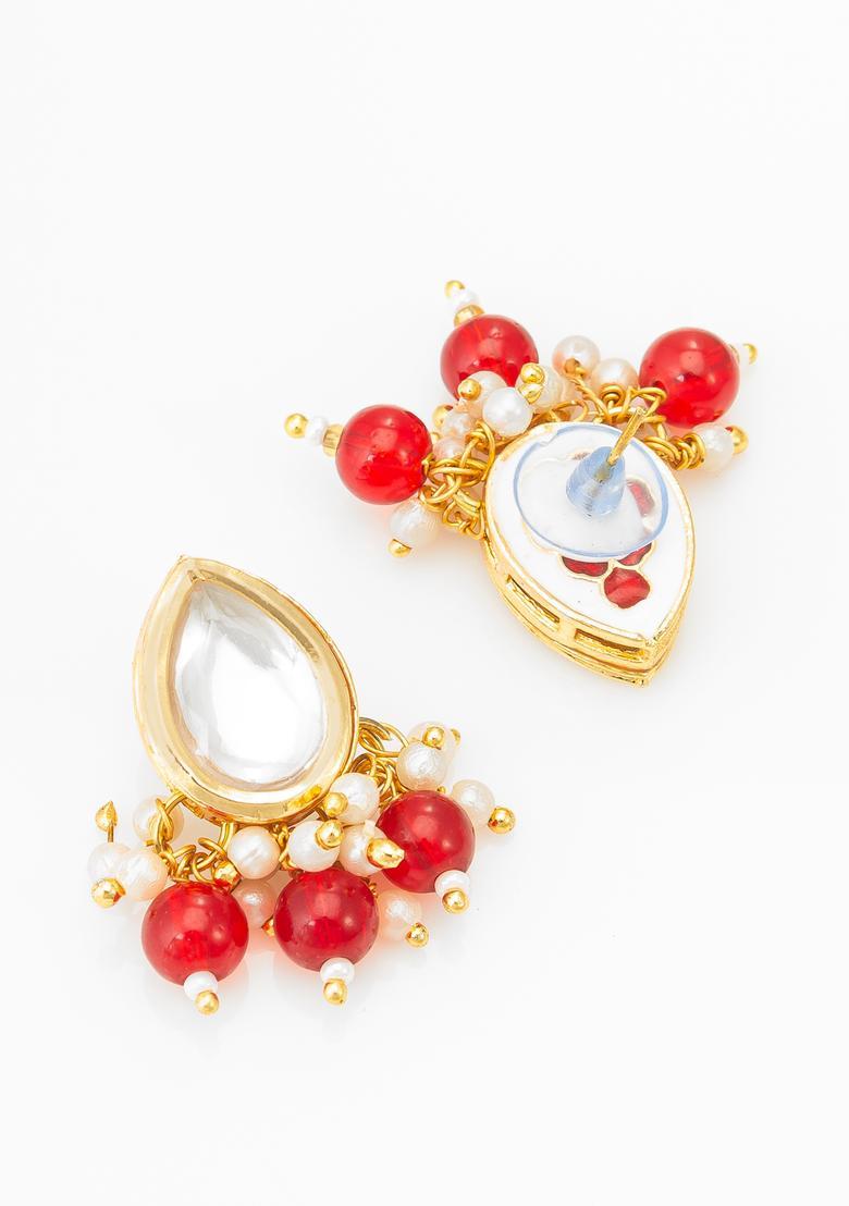 Red Kundan Alloy Necklace Set - Indya