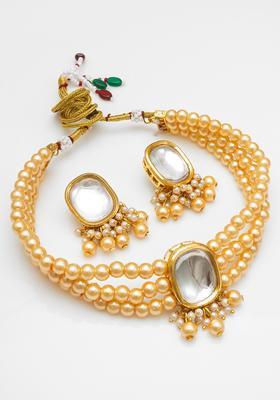 Golden Beads Alloy Necklace Set