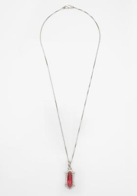 Silver Crystal Alloy Pendant Chain