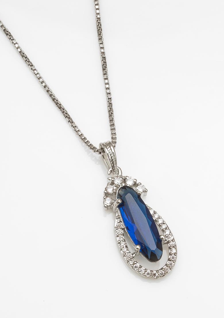 Silver Crystal Alloy Pendant Chain - Indya