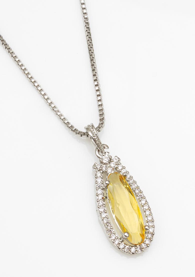 Silver Crystal Alloy Pendant Chain - Indya