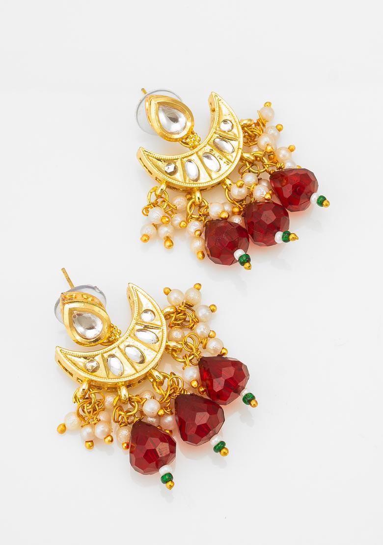 Red Kundan Alloy Necklace Set - Indya