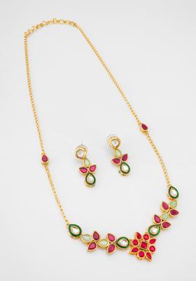 Red Kundan Alloy Necklace Set