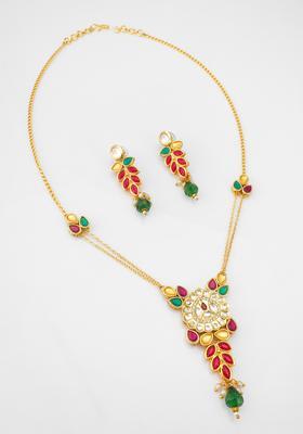 Multicolor Kundan Alloy Necklace Set