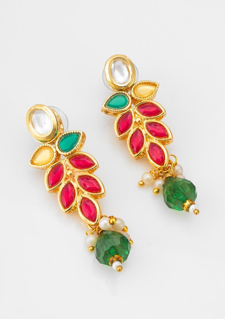 Multicolor Kundan Alloy Necklace Set - Indya