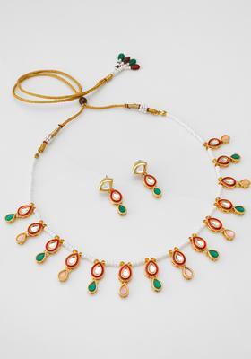 Multicolor Kundan Alloy Necklace Set