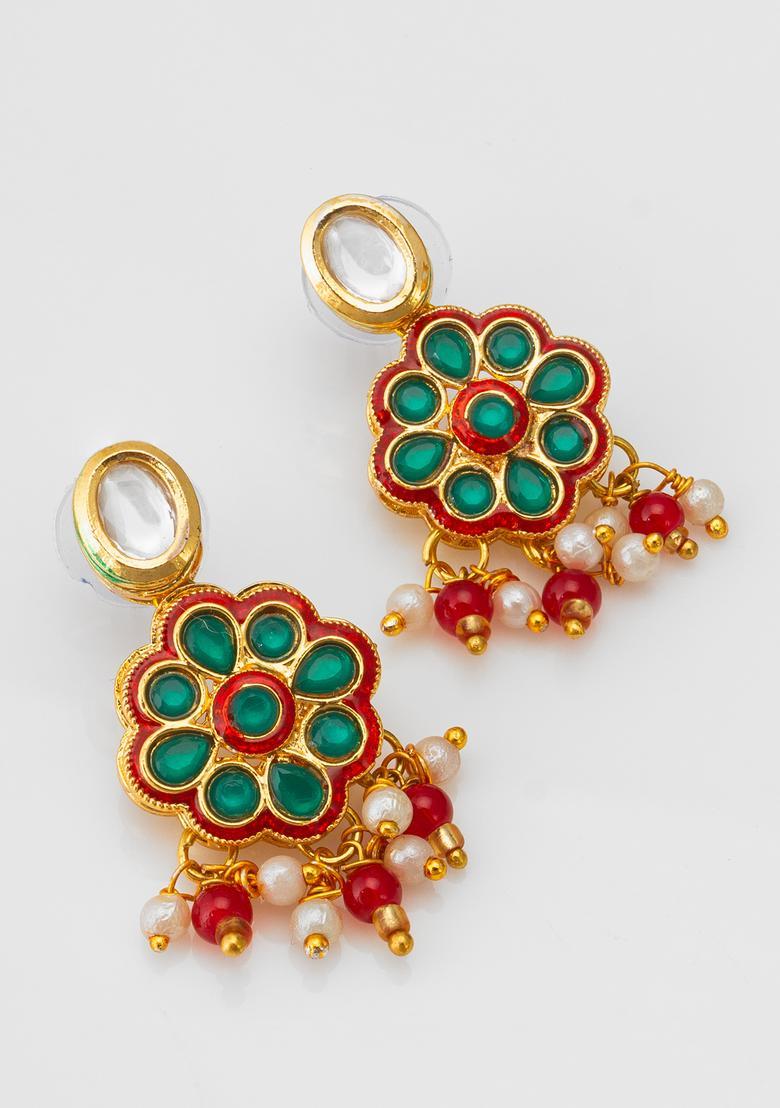 Red Kundan Alloy Choker Set - Indya