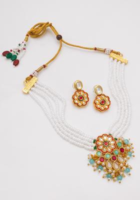 Multicolor Kundan Alloy Necklace Set