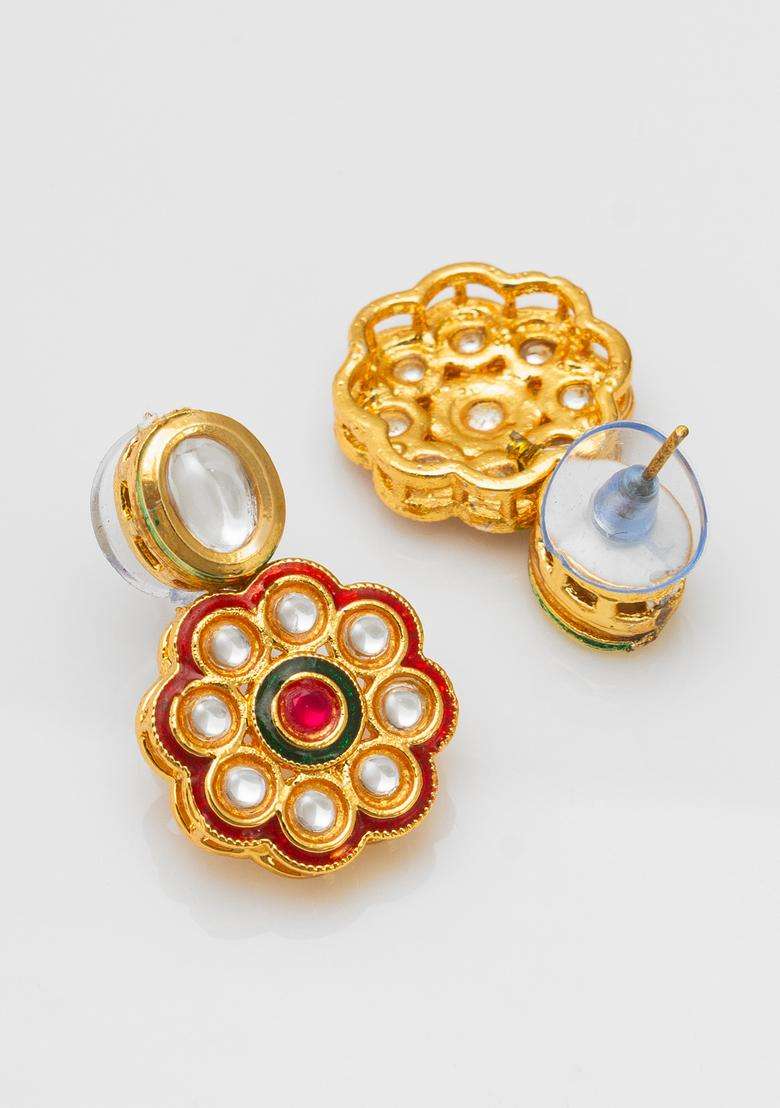 Multicolor Kundan Alloy Necklace Set - Indya