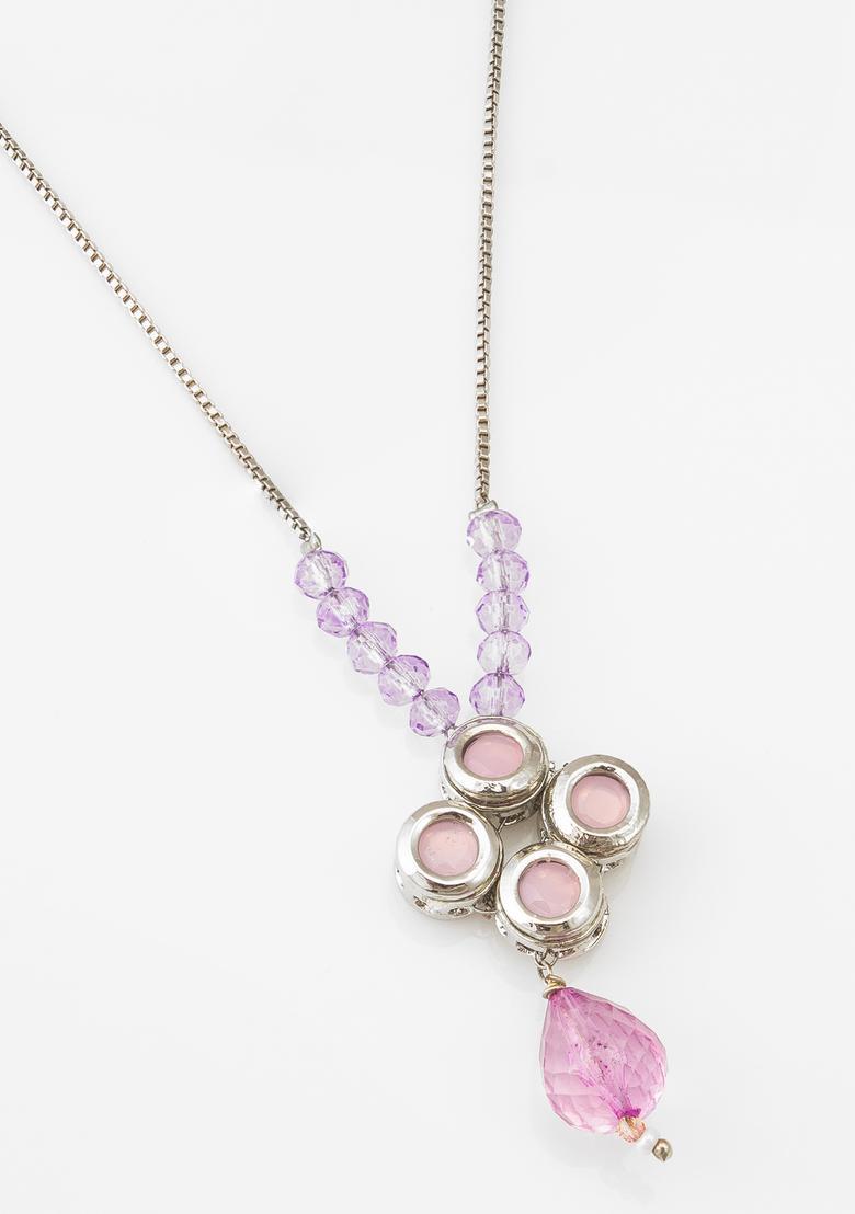 Silver Kundan Alloy Necklace Set - Indya