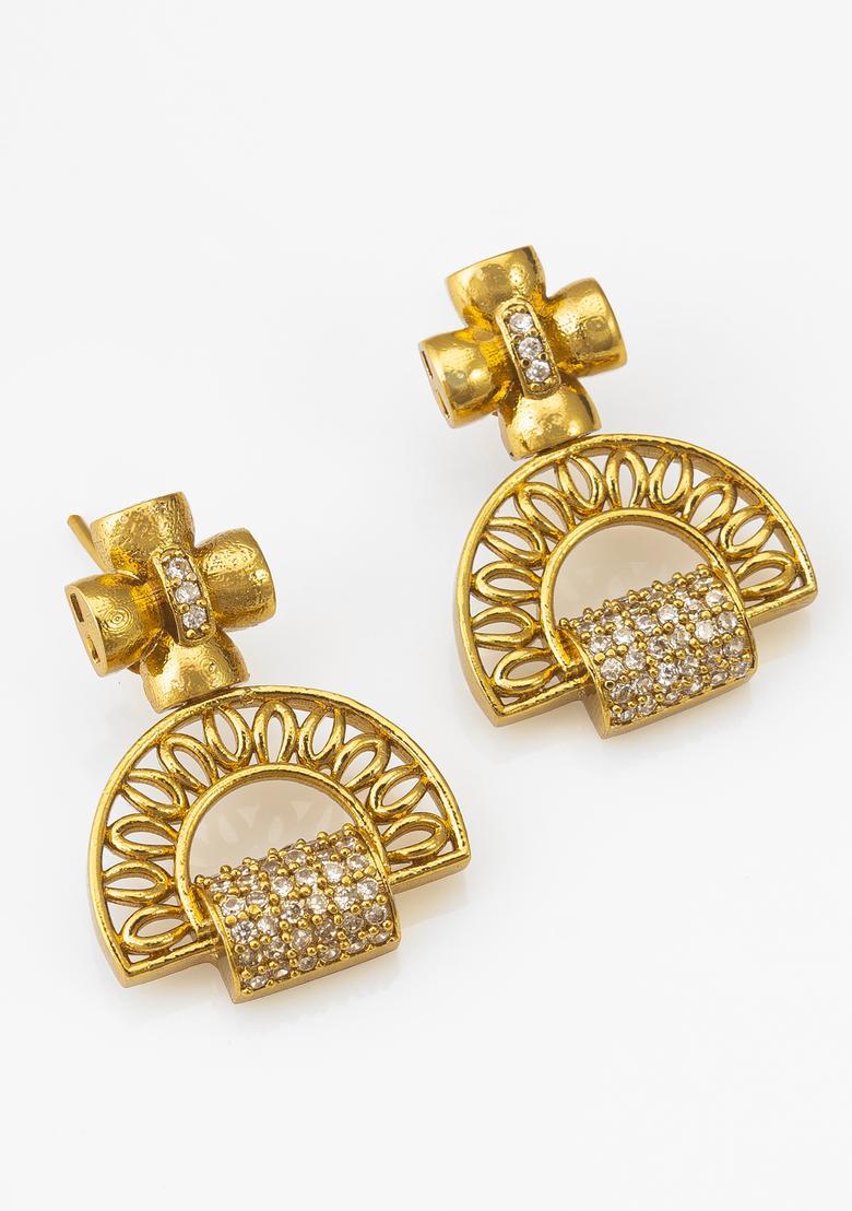 Golden Diamond Alloy Necklace Set - Indya