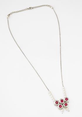 Silver Pearl Alloy Necklace Set