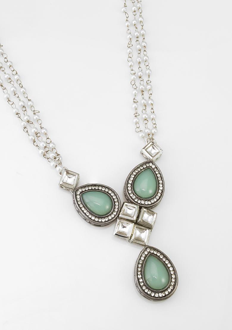 Silver Resin Alloy Necklace Set - Indya
