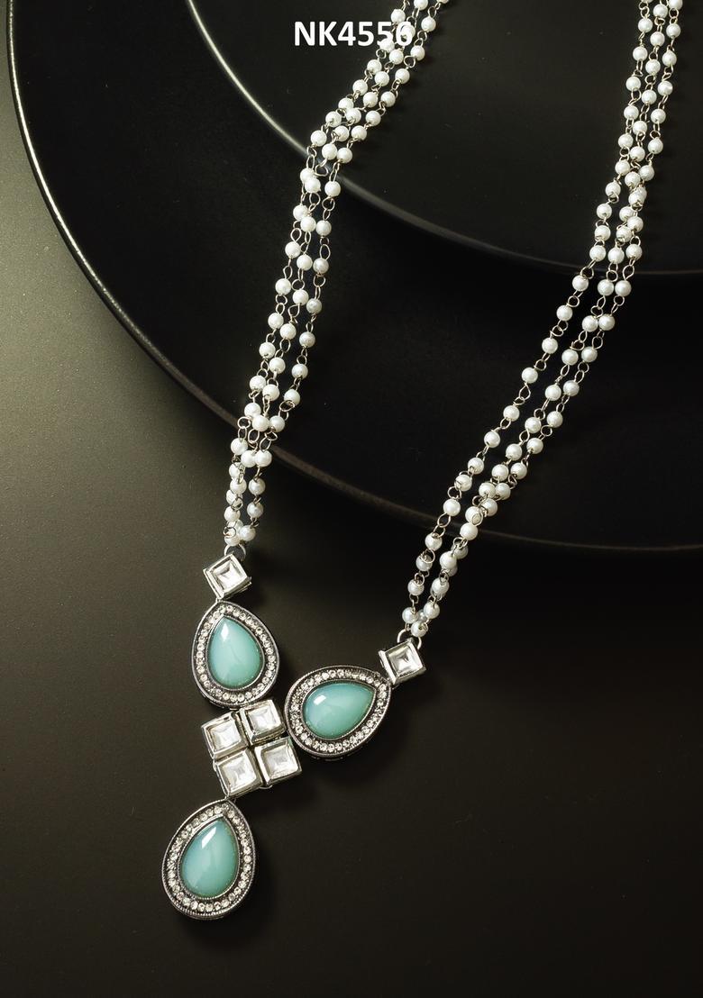 Silver Resin Alloy Necklace Set - Indya