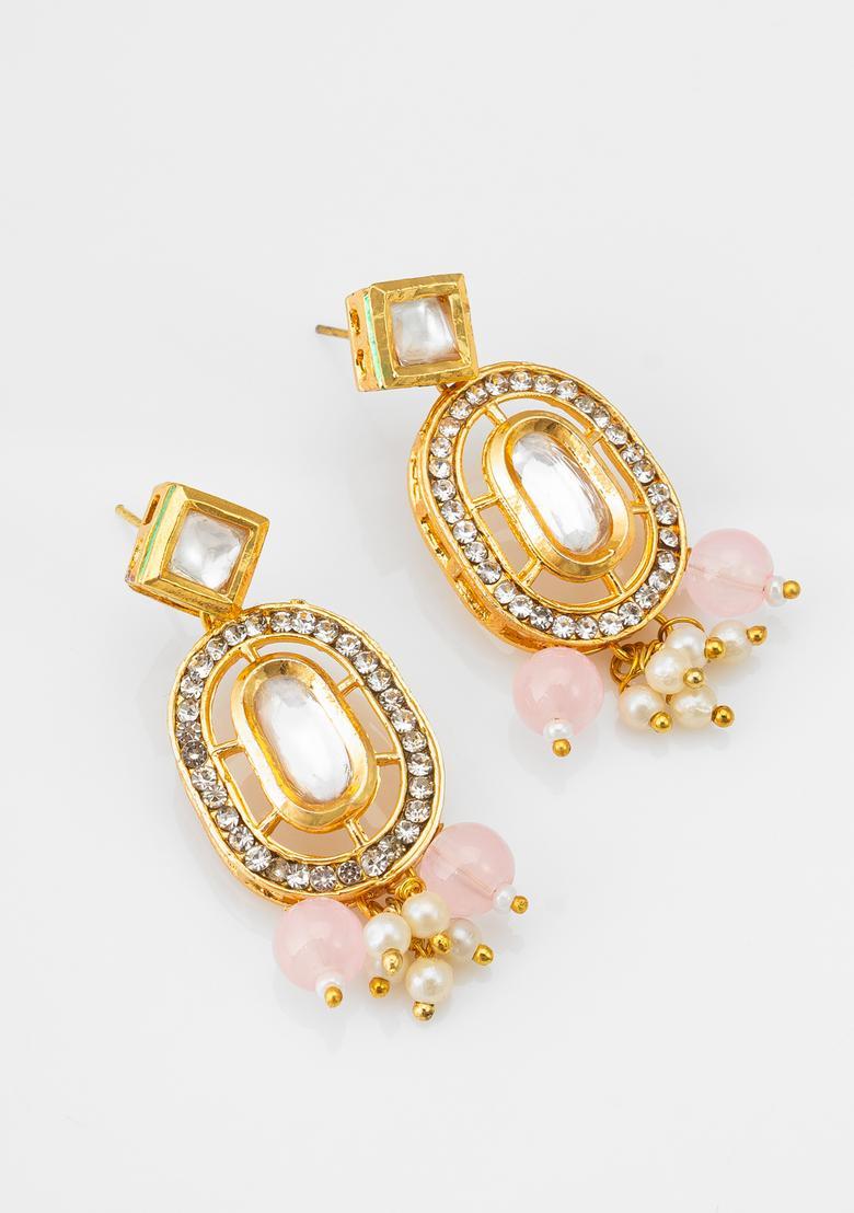 Pink Artificial Stones Alloy Necklace Set - Indya