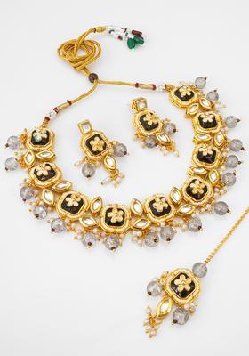 Black Kundan Alloy Necklace Set