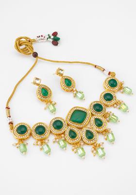 Green Pearl Alloy Necklace Set