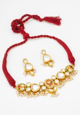 Red Kundan Alloy Necklace Set