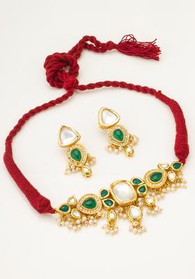 Red Kundan Alloy Necklace Set